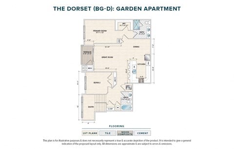 Floor plan for 2 beds, 2 baths, 1260 sqft